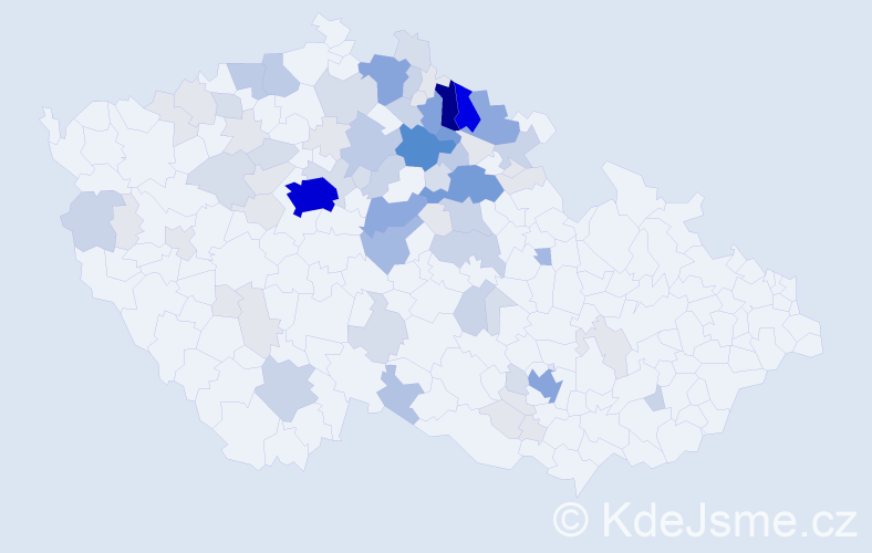 Příjmení: 'Jebavý', počet výskytů 296 v celé ČR