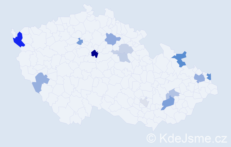 Příjmení: 'Csomor', počet výskytů 24 v celé ČR