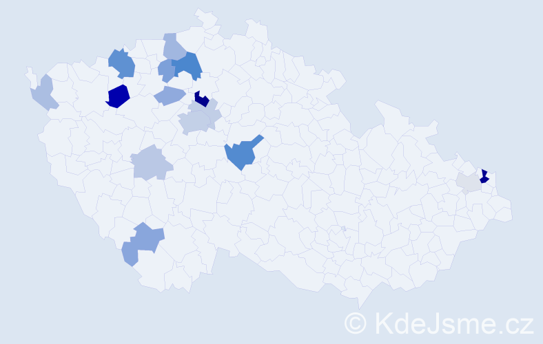 Příjmení: 'Rostáš', počet výskytů 40 v celé ČR