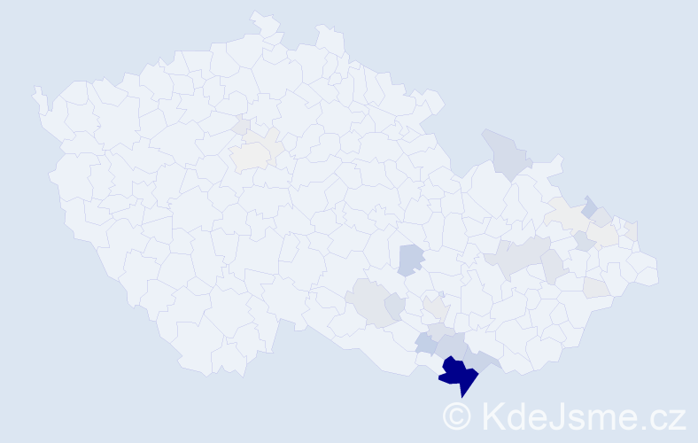 Příjmení: 'Kachyňa', počet výskytů 157 v celé ČR