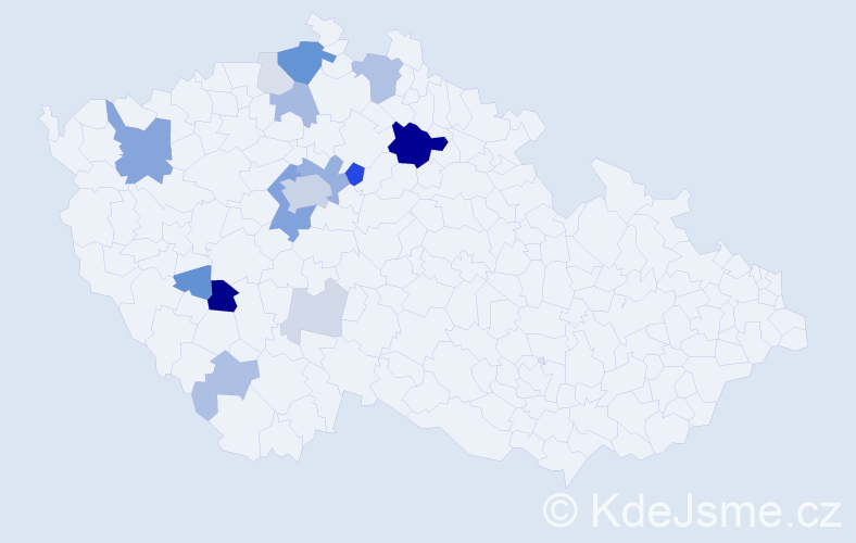Příjmení: 'Mazáčková', počet výskytů 55 v celé ČR
