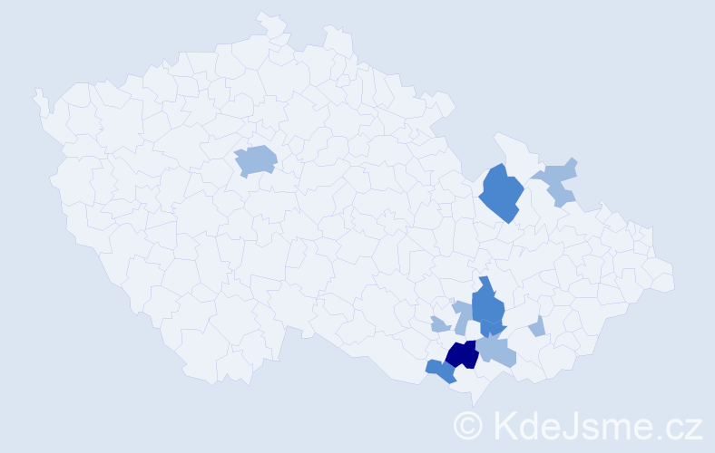 Příjmení: 'Babirád', počet výskytů 17 v celé ČR