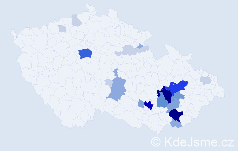 Příjmení: 'Zápařková', počet výskytů 79 v celé ČR