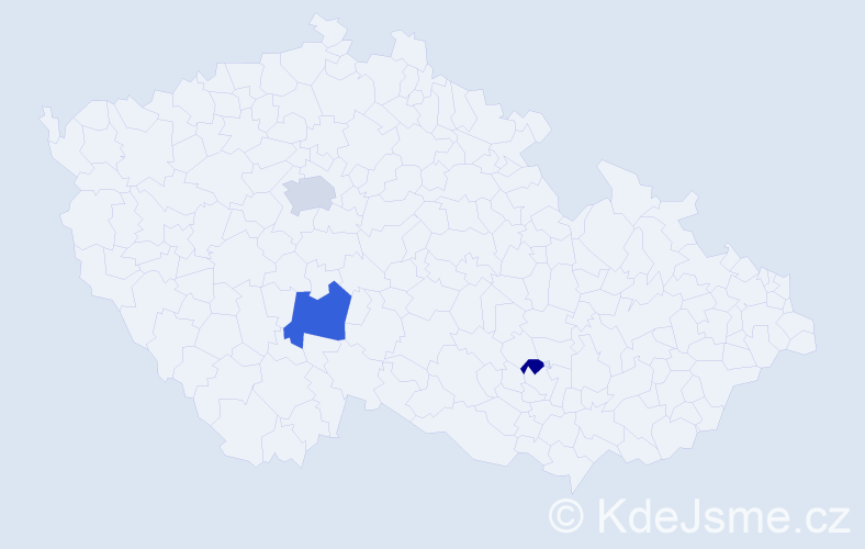 Příjmení: 'Kajda', počet výskytů 5 v celé ČR