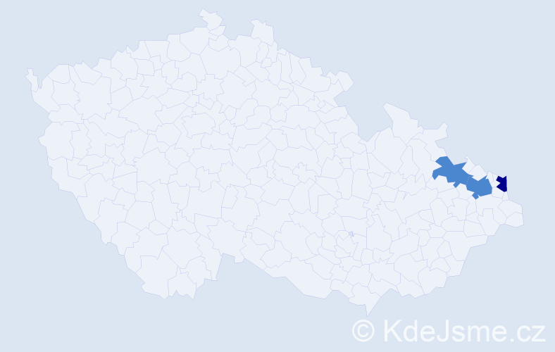 Příjmení: 'Bardelová', počet výskytů 5 v celé ČR