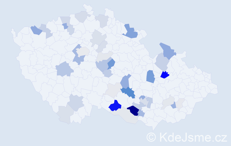 Příjmení: 'Bartuněk', počet výskytů 130 v celé ČR