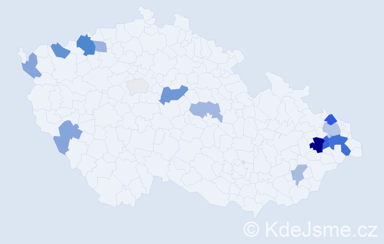 Příjmení: 'Modrovičová', počet výskytů 26 v celé ČR