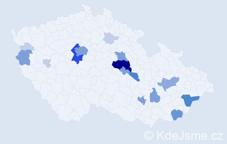 Příjmení: 'Kunhart', počet výskytů 55 v celé ČR