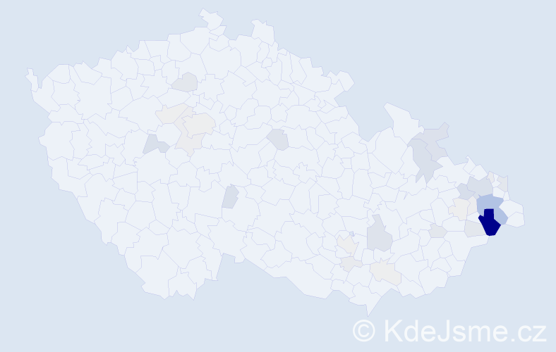 Příjmení: 'Kubačák', počet výskytů 145 v celé ČR