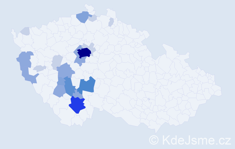 Příjmení: 'Trča', počet výskytů 55 v celé ČR