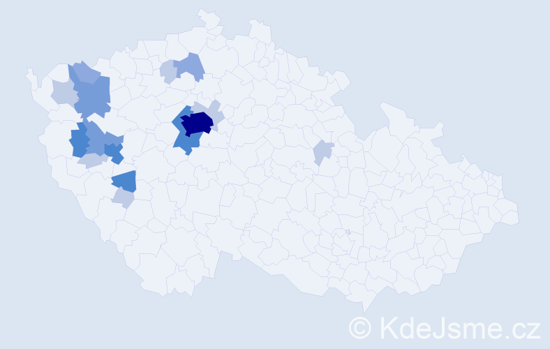Příjmení: 'Míkovec', počet výskytů 46 v celé ČR