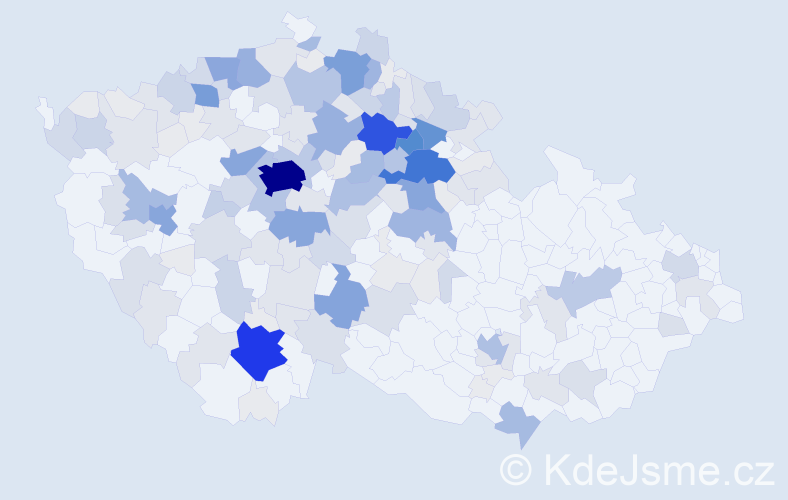 Příjmení: 'Mádlová', počet výskytů 697 v celé ČR