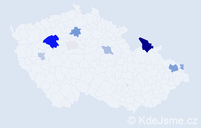 Příjmení: 'Kisel', počet výskytů 15 v celé ČR