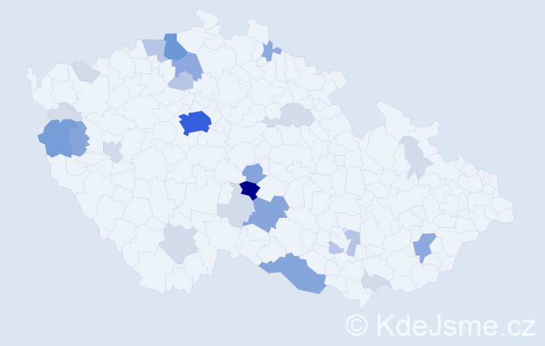 Příjmení: 'Vacata', počet výskytů 77 v celé ČR