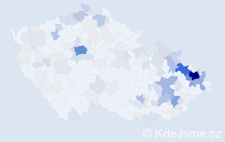 Příjmení: 'Vajdová', počet výskytů 490 v celé ČR