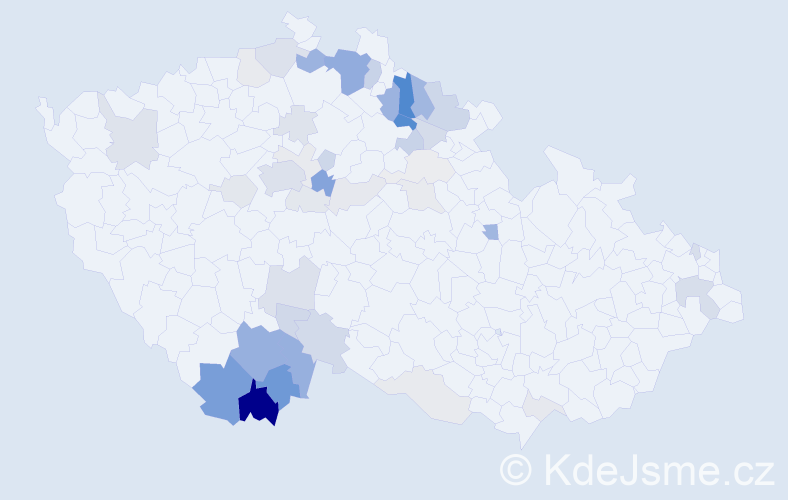 Příjmení: 'Zikeš', počet výskytů 130 v celé ČR