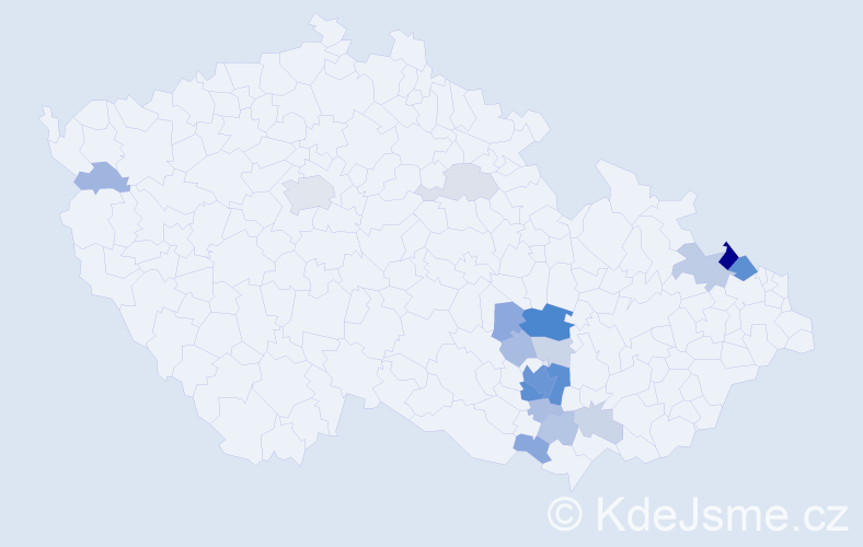 Příjmení: 'Guldová', počet výskytů 57 v celé ČR