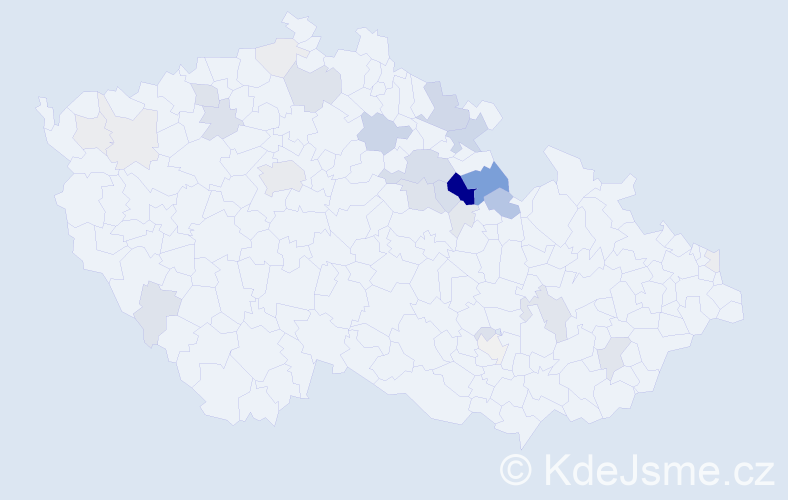 Příjmení: 'Kapucián', počet výskytů 102 v celé ČR