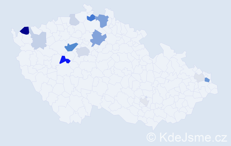 Příjmení: 'Bomba', počet výskytů 34 v celé ČR