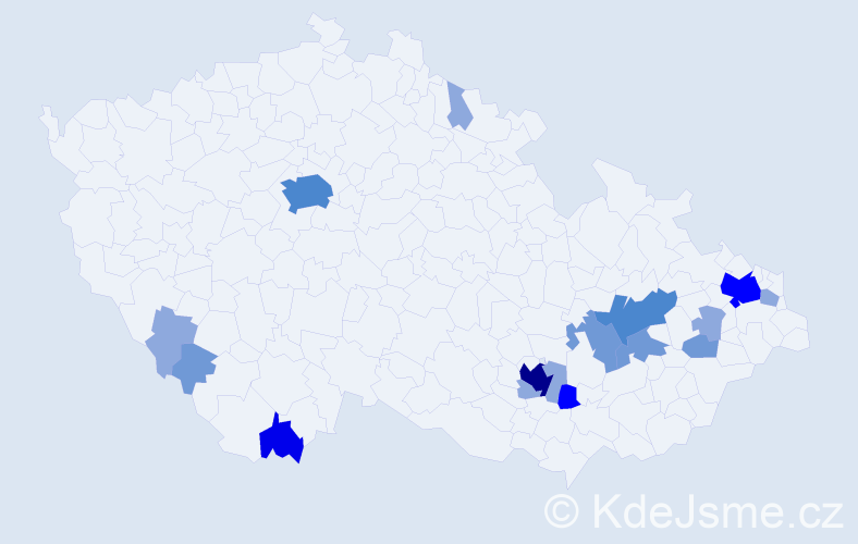 Příjmení: 'Plchot', počet výskytů 38 v celé ČR