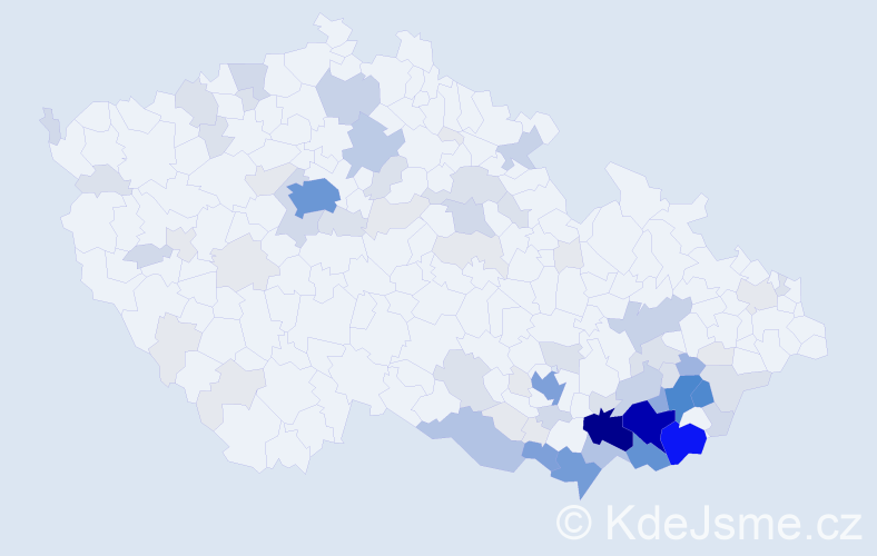 Příjmení: 'Kolaja', počet výskytů 368 v celé ČR