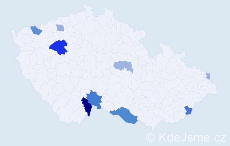 Příjmení: 'Matuščinová', počet výskytů 15 v celé ČR