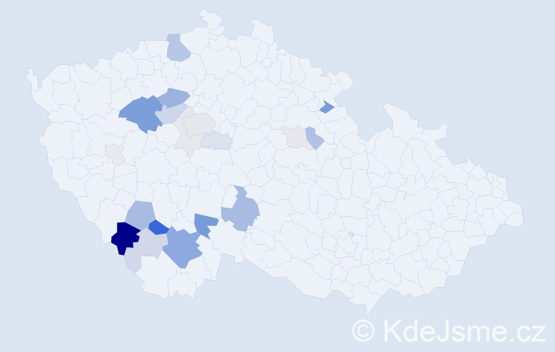 Příjmení: 'Topka', počet výskytů 63 v celé ČR