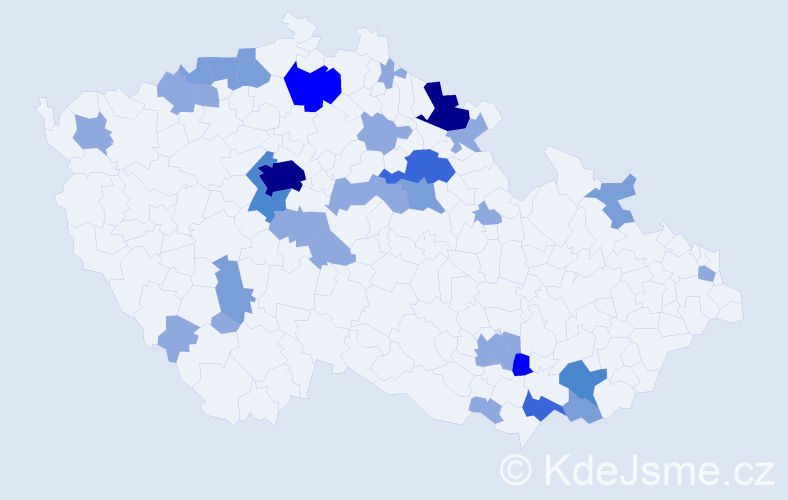 Příjmení: 'Zástavová', počet výskytů 69 v celé ČR