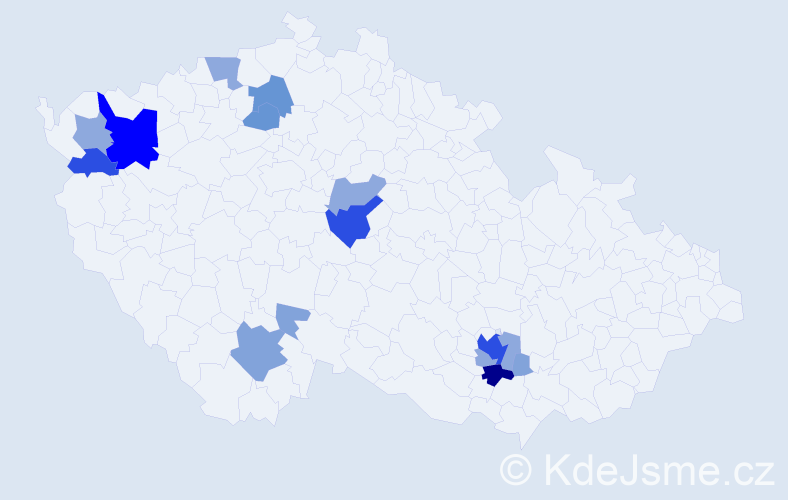 Příjmení: 'Gargula', počet výskytů 45 v celé ČR