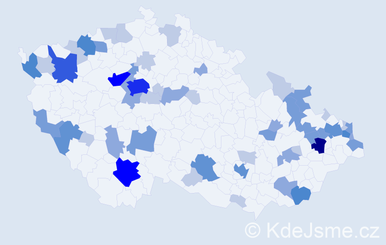 Příjmení: 'Ďurica', počet výskytů 144 v celé ČR