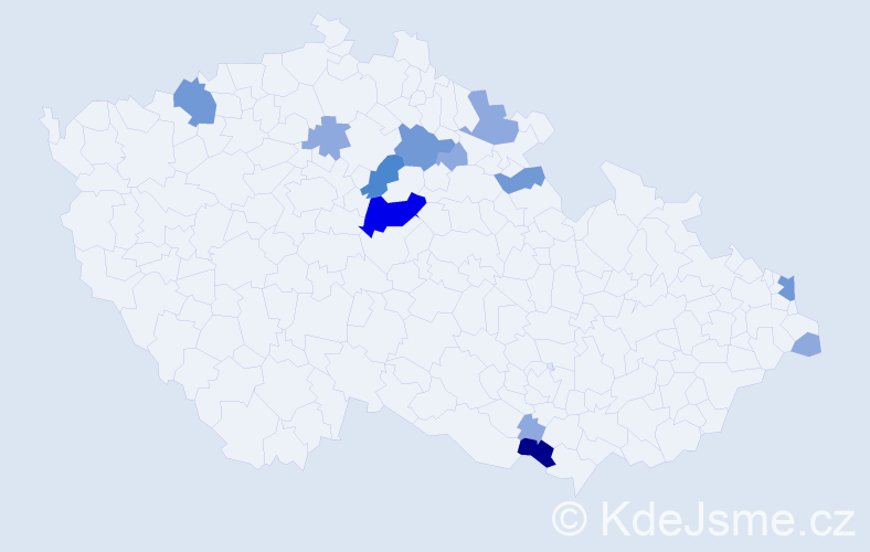Příjmení: 'Ramšáková', počet výskytů 27 v celé ČR