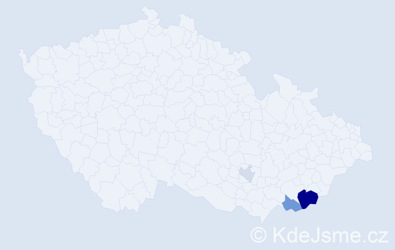 Příjmení: 'Tepal', počet výskytů 6 v celé ČR