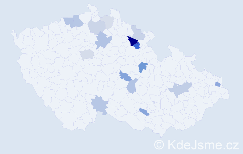 Příjmení: 'Kittnarová', počet výskytů 34 v celé ČR