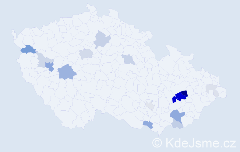 Příjmení: 'Kuban', počet výskytů 58 v celé ČR