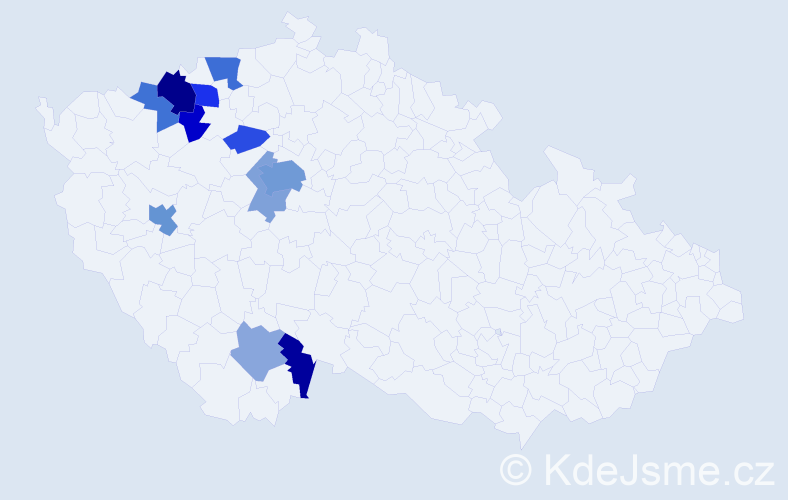 Příjmení: 'Cebe', počet výskytů 24 v celé ČR