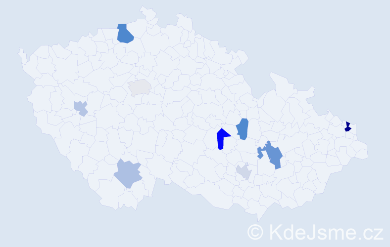 Příjmení: 'Knapčok', počet výskytů 14 v celé ČR