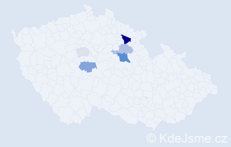 Příjmení: 'Pojda', počet výskytů 9 v celé ČR
