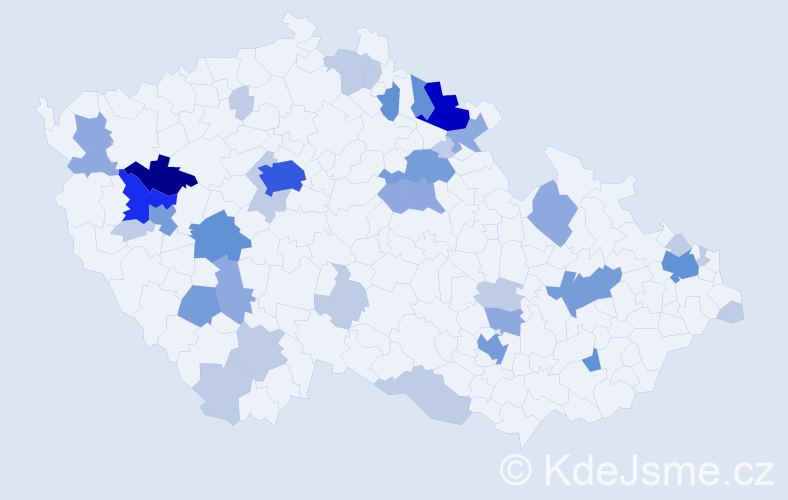 Příjmení: 'Bischofová', počet výskytů 97 v celé ČR