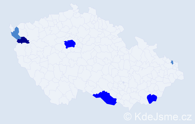 Příjmení: 'Čučelová', počet výskytů 17 v celé ČR
