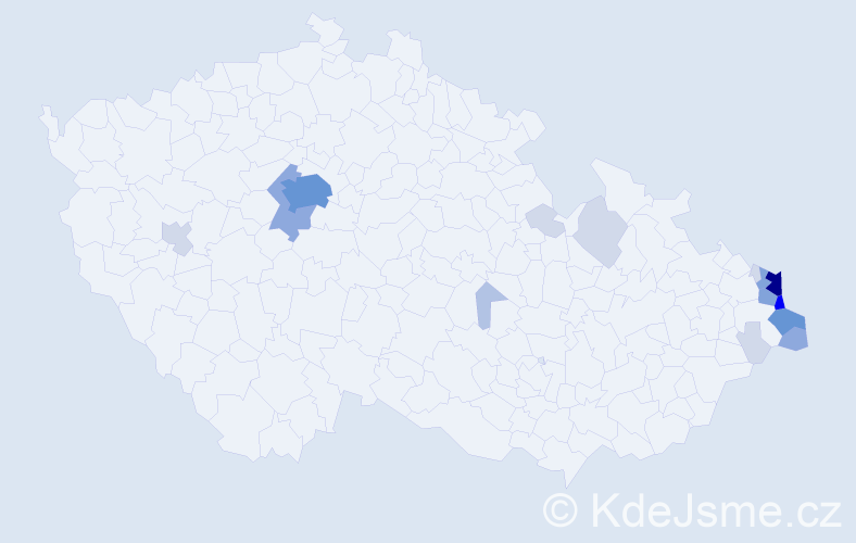Příjmení: 'Konieczny', počet výskytů 62 v celé ČR