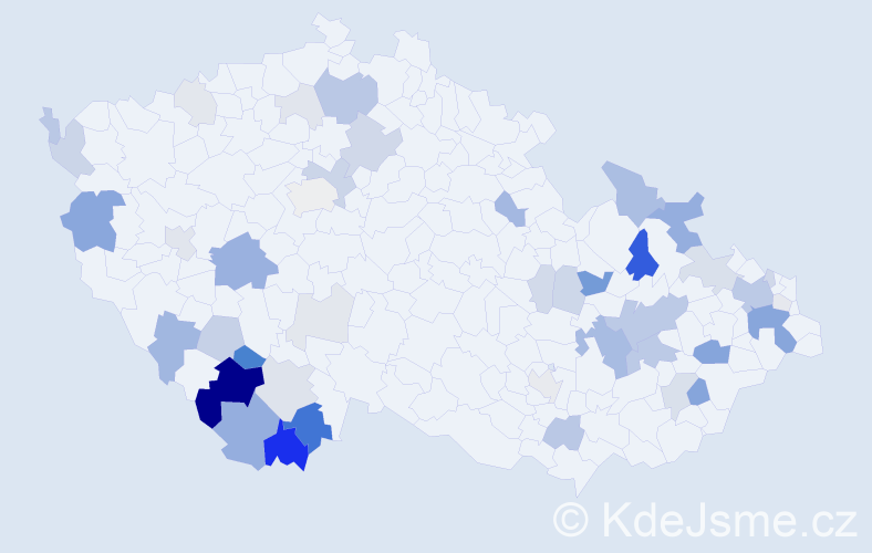 Příjmení: 'Čajanová', počet výskytů 145 v celé ČR