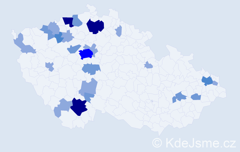 Příjmení: 'Sujová', počet výskytů 53 v celé ČR