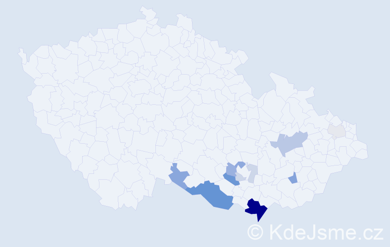 Příjmení: 'Bartolčic', počet výskytů 33 v celé ČR