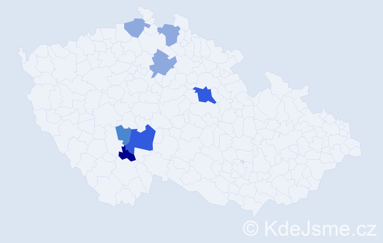 Příjmení: 'Sušerová', počet výskytů 16 v celé ČR