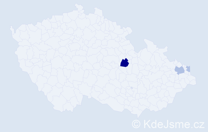 Příjmení: 'Hajro', počet výskytů 7 v celé ČR