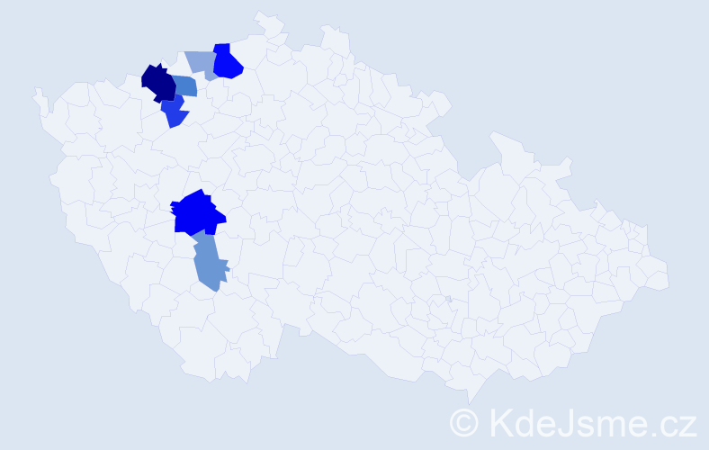 Příjmení: 'Gadžová', počet výskytů 16 v celé ČR