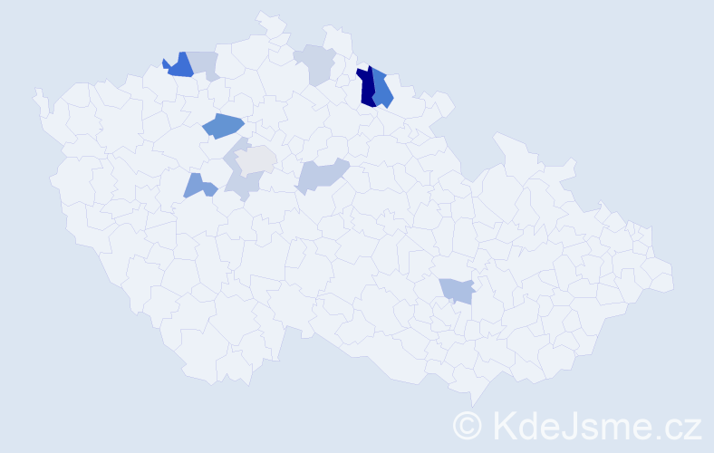 Příjmení: 'Wohanková', počet výskytů 18 v celé ČR