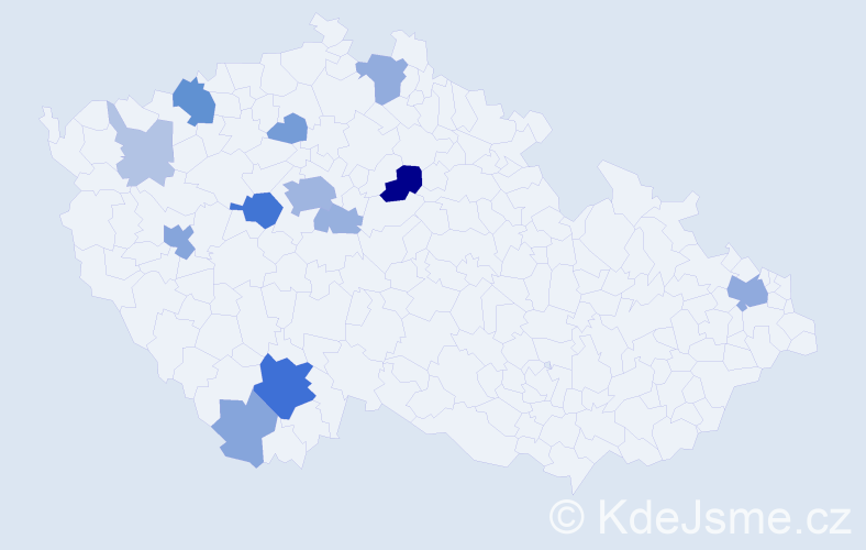 Příjmení: 'Pachner', počet výskytů 39 v celé ČR