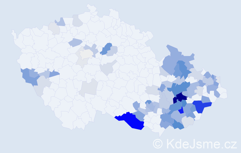 Příjmení: 'Bartoníková', počet výskytů 274 v celé ČR