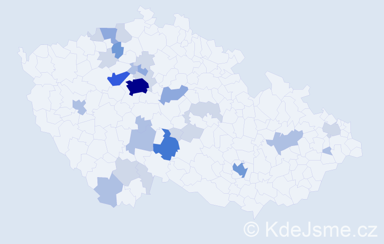 Příjmení: 'Vojna', počet výskytů 76 v celé ČR